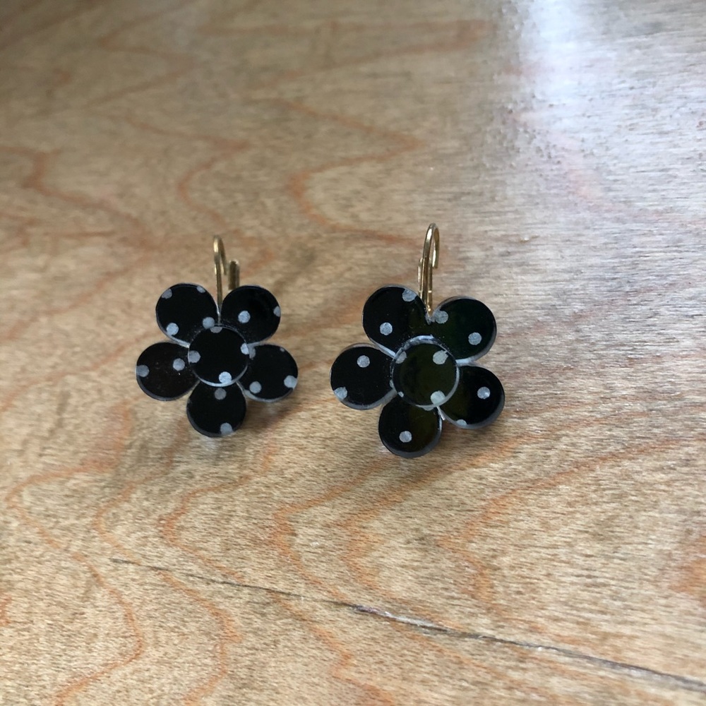 Betsey Johnson Polka Dot Flower Earrings